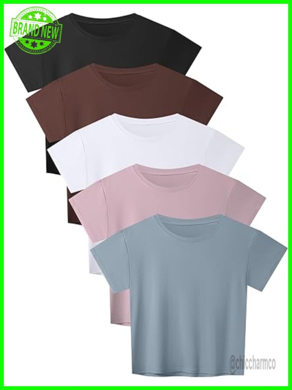5 Pack Crop Top T Shirts for Women Workout Gym Athletic Running Yoga Casual